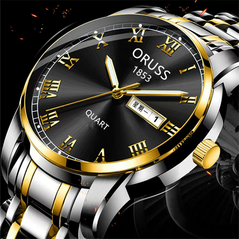 Men's Business Style Alloy And Stainless Steel Round Dial Wrist Watch With Automatic Movement And Luminous Feature - Image 3