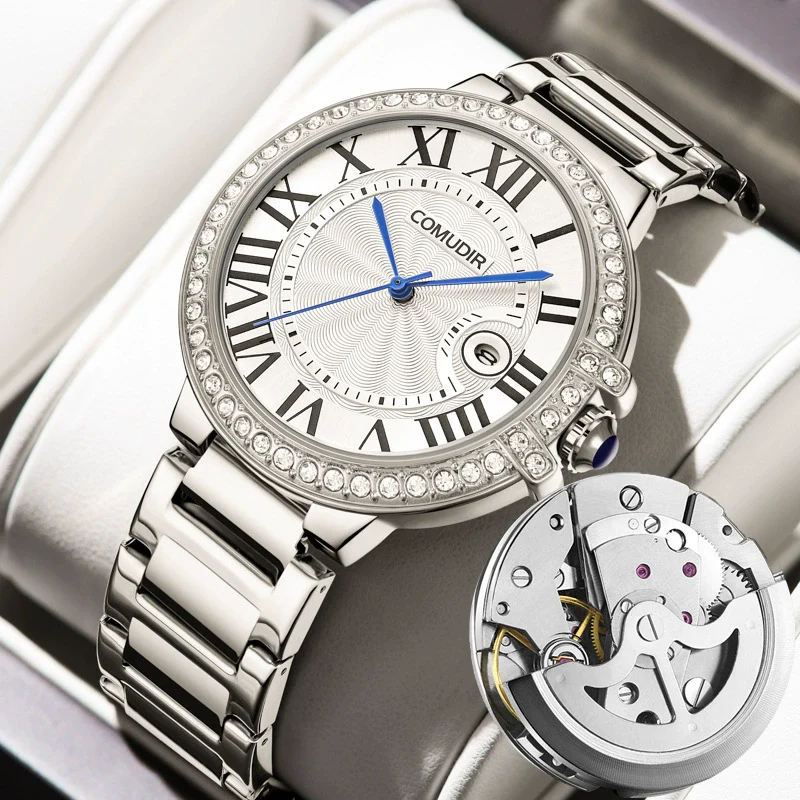 Men's Business Style Alloy Case And Strap Round Dial Luminous Calendar Waterproof Mechanical Watch - Image 2