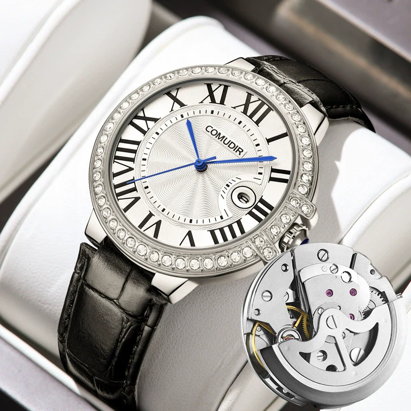 Men's Business Style Alloy Case And Strap Round Dial Luminous Calendar Waterproof Mechanical Watch - Image 3