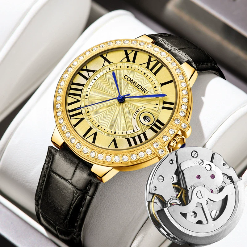 Men's Business Style Alloy Case And Strap Round Dial Luminous Calendar Waterproof Mechanical Watch - Image 5