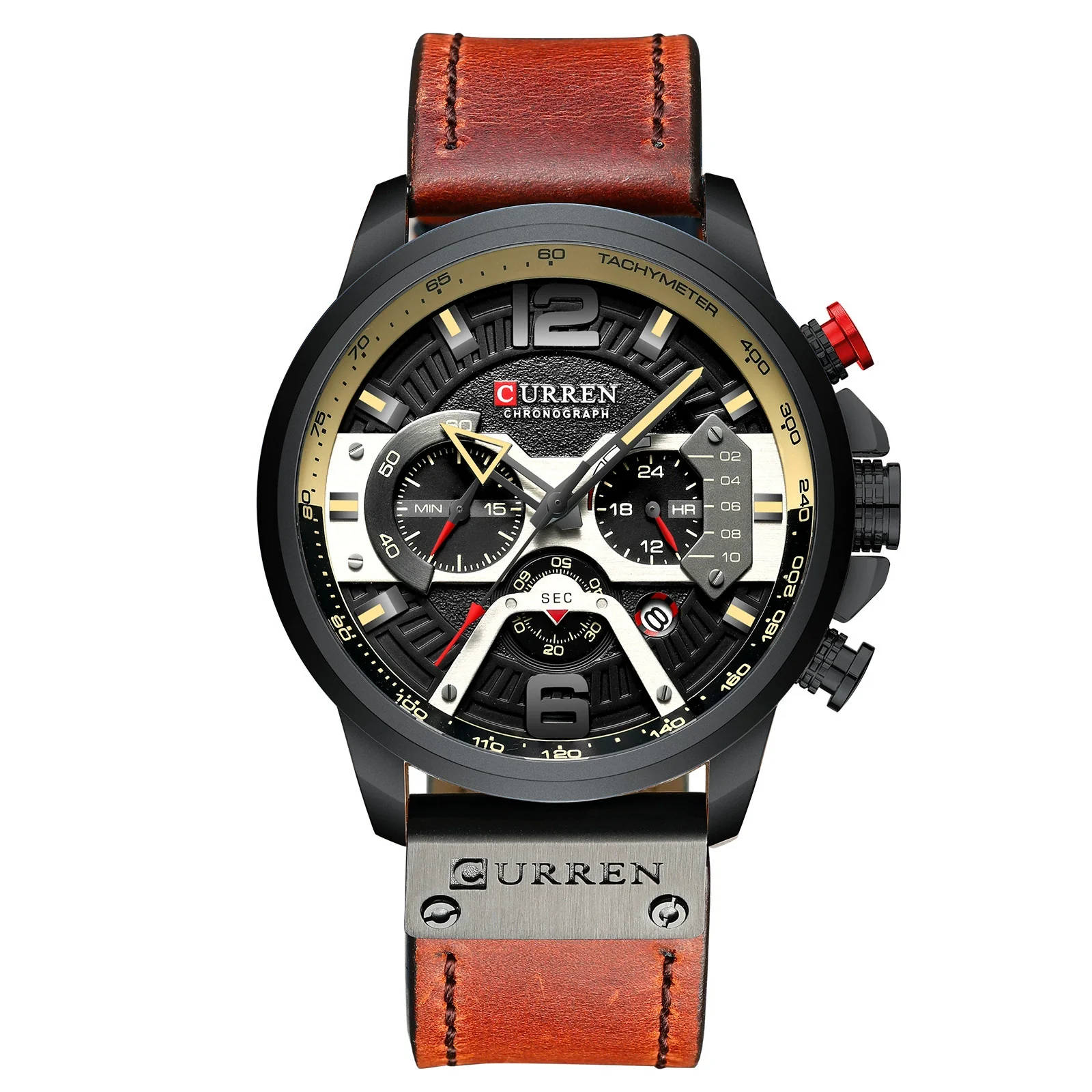 Men's Business Style Alloy Case Genuine Leather Strap Round Dial Watch - Image 9