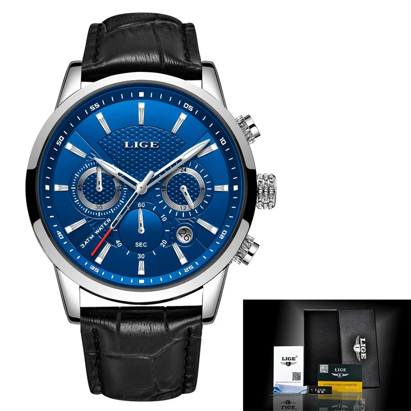 Men's Business Style Alloy Case Leather Belt Round Dial Sixpin Chronograph Calendar Watch - Image 13