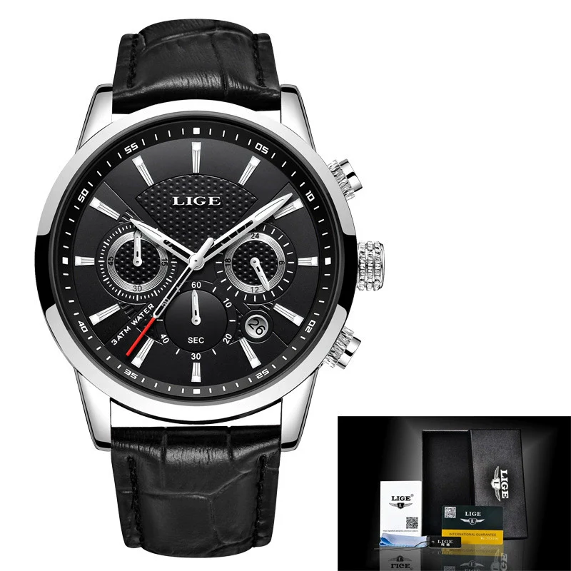 Men's Business Style Alloy Case Leather Belt Round Dial Sixpin Chronograph Calendar Watch - Image 14