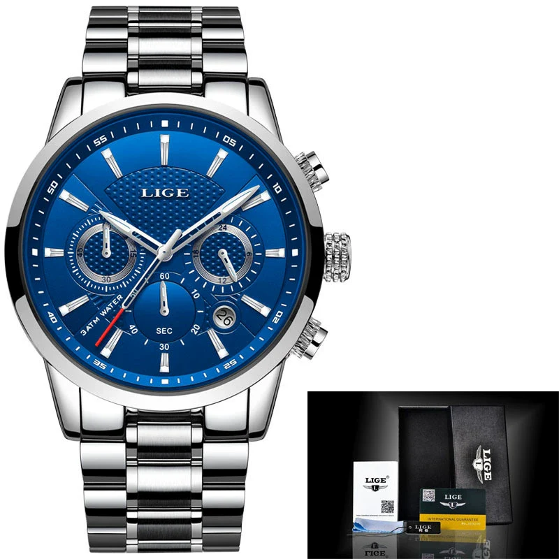 Men's Business Style Alloy Case Leather Belt Round Dial Sixpin Chronograph Calendar Watch - Image 9