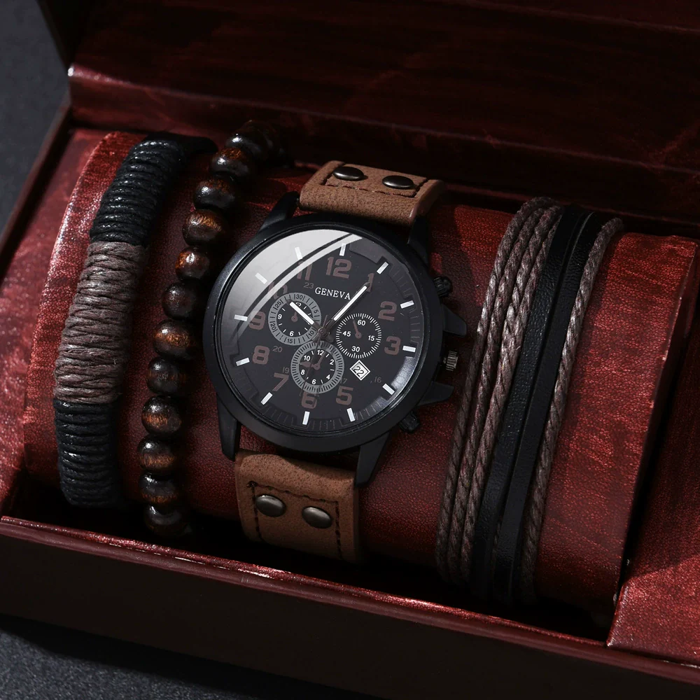 Men's Business Style Alloy Case Mineral Reinforced Glass Mirror Canvas Quartz Bracelet Watch With Single Calendar And Spiral Crown - Image 23