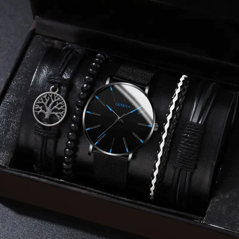 Men's Business Style Alloy Case Mineral Reinforced Glass Mirror Canvas Quartz Bracelet Watch With Single Calendar And Spiral Crown - Image 4