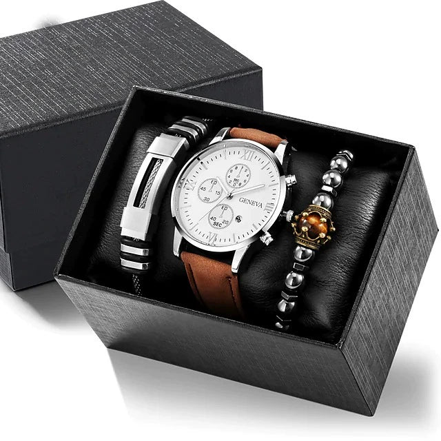 Men's Business Style Alloy Case Mineral Reinforced Glass Mirror Stainless Steel Buckle Imitation Leather Strap Round Dial Quartz Watch - Image 15