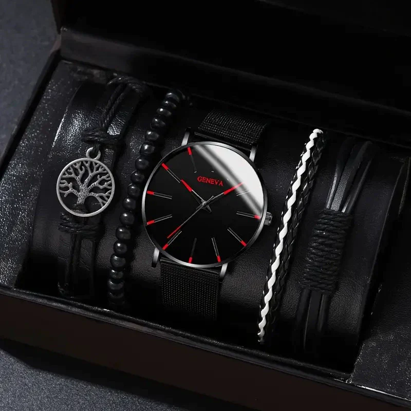 Men's Business Style Alloy Case Mineral Reinforced Glass Mirror Stainless Steel Buckle Imitation Leather Strap Round Dial Quartz Watch - Image 21