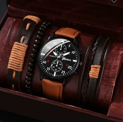 Men's Business Style Alloy Case Mineral Reinforced Glass Mirror Stainless Steel Buckle Imitation Leather Strap Round Dial Quartz Watch - Image 27