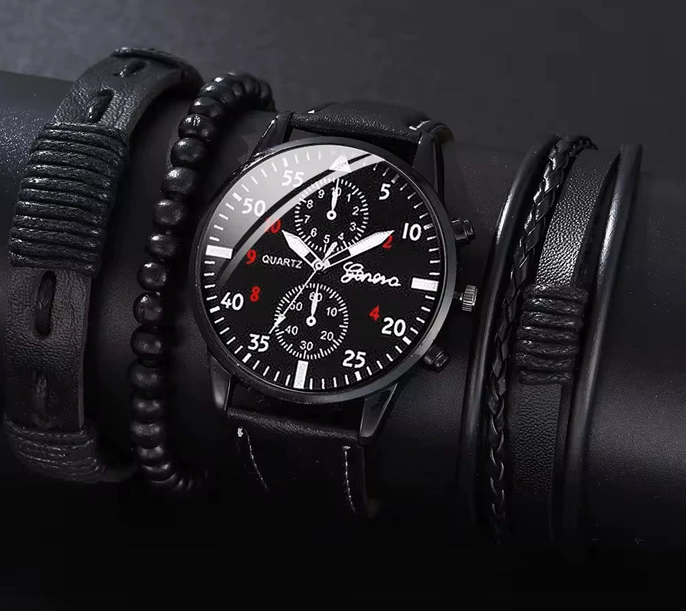Men's Business Style Alloy Case Mineral Reinforced Glass Mirror Stainless Steel Buckle Imitation Leather Strap Round Dial Quartz Watch - Image 37