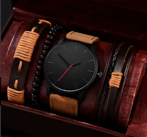 Men's Business Style Alloy Case Mineral Reinforced Glass Mirror Stainless Steel Buckle Imitation Leather Strap Round Dial Quartz Watch - Image 39