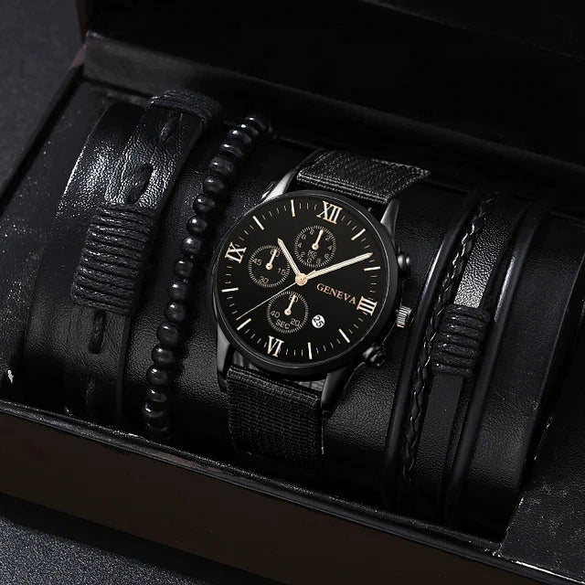 Men's Business Style Alloy Case Mineral Reinforced Glass Mirror Stainless Steel Buckle Imitation Leather Strap Round Dial Quartz Watch - Image 4
