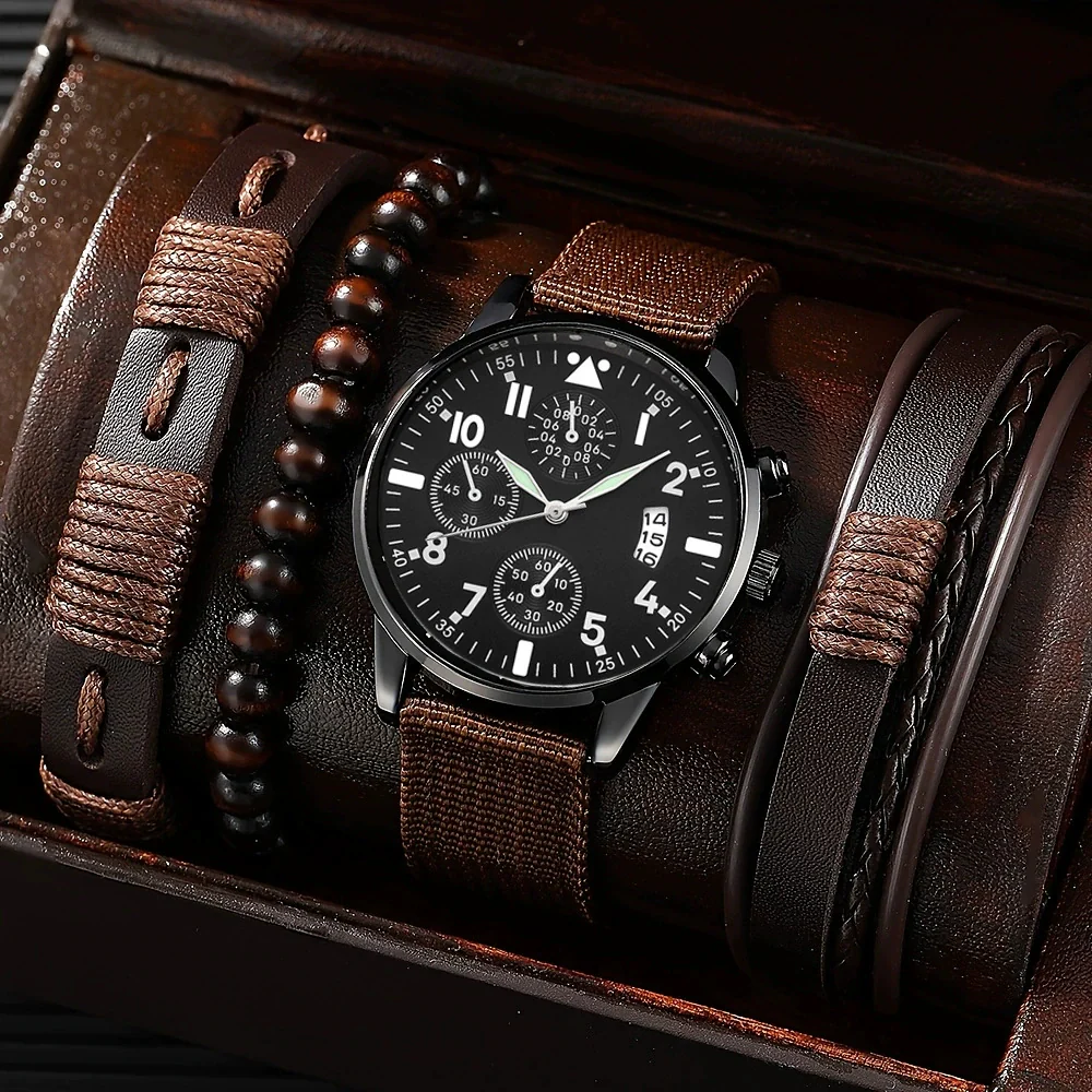 Men's Business Style Alloy Case Mineral Reinforced Glass Mirror Stainless Steel Buckle Imitation Leather Strap Round Dial Quartz Watch - Image 6