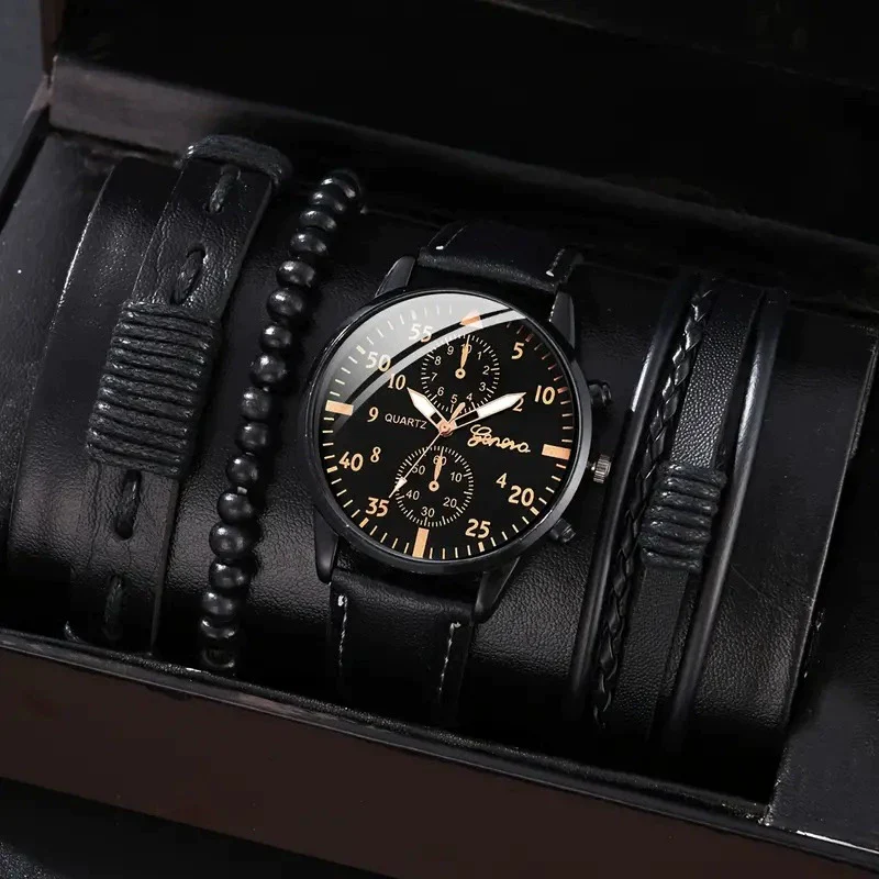 Men's Business Style Alloy Case Mineral Reinforced Glass Mirror Stainless Steel Buckle Imitation Leather Strap Round Dial Quartz Watch - Image 8