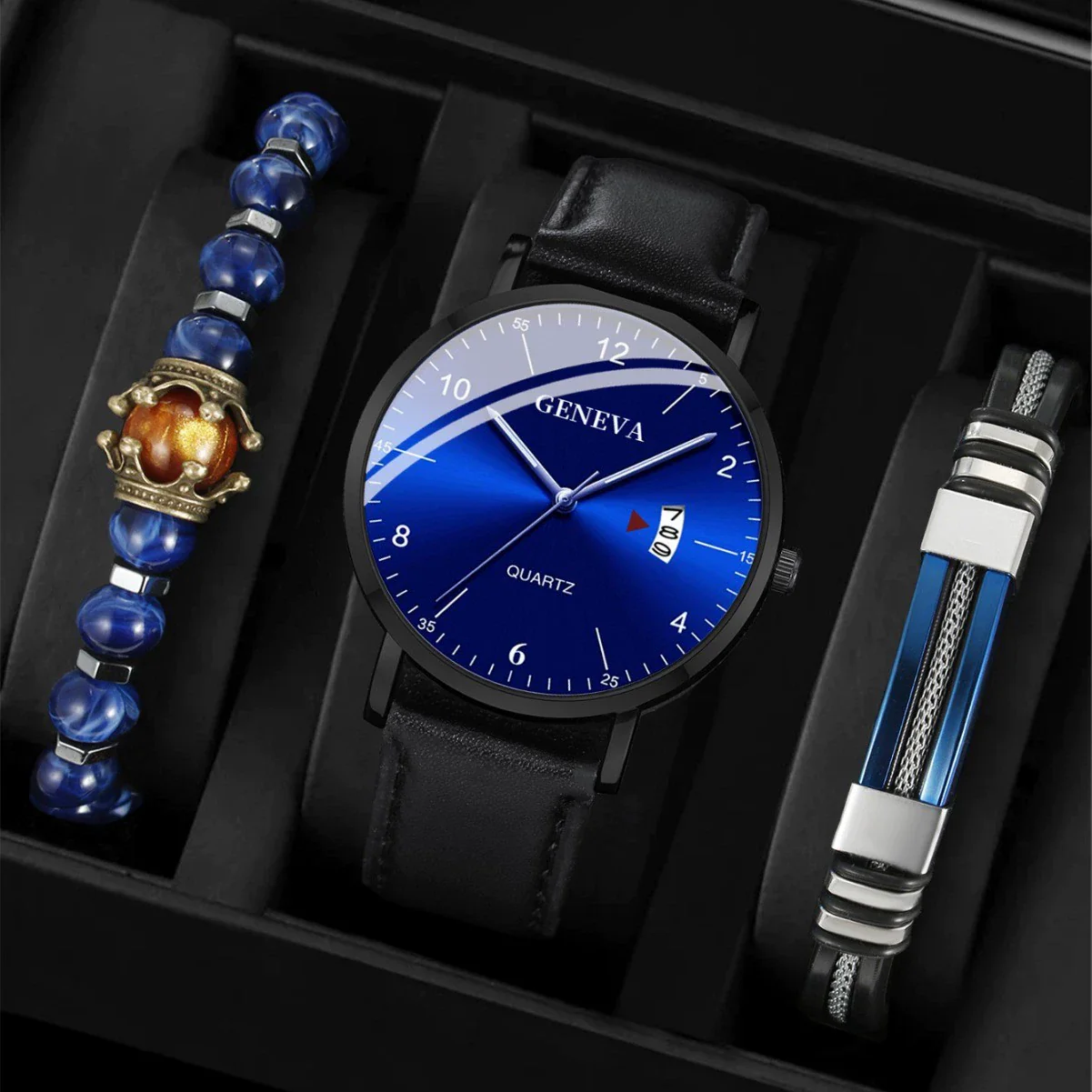 Men's Business Style Alloy Case Quartz Calendar Belt Watch With Imitation Leather Strap And Stainless Steel Clasp Round Dial