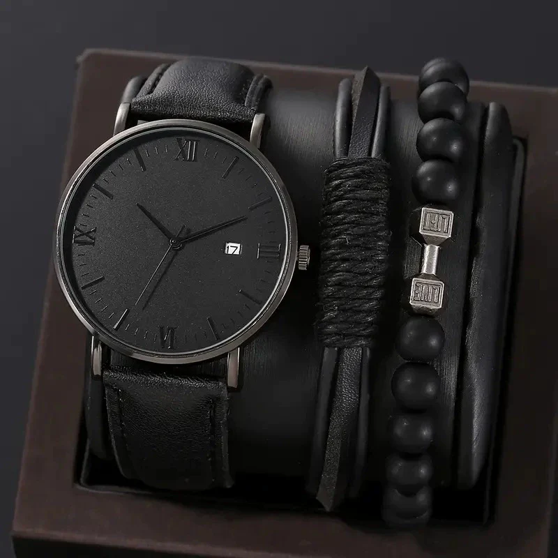 Men's Business Style Alloy Case Quartz Watch With Imitation Leather Strap And Stainless Steel Clasp Round Dial - Image 11