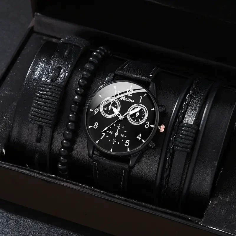 Men's Business Style Alloy Case Quartz Watch With Imitation Leather Strap And Stainless Steel Clasp Round Dial - Image 12