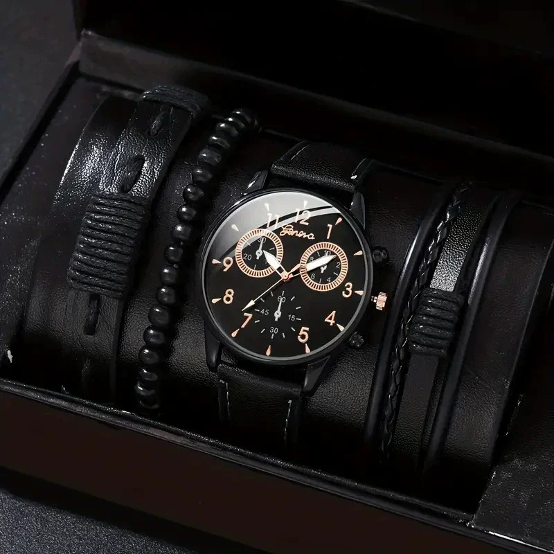 Men's Business Style Alloy Case Quartz Watch With Imitation Leather Strap And Stainless Steel Clasp Round Dial - Image 13