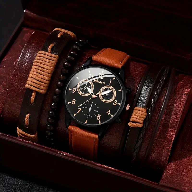 Men's Business Style Alloy Case Quartz Watch With Imitation Leather Strap And Stainless Steel Clasp Round Dial - Image 15