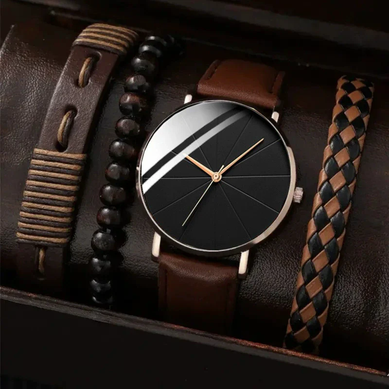 Men's Business Style Alloy Case Quartz Watch With Imitation Leather Strap And Stainless Steel Clasp Round Dial - Image 18