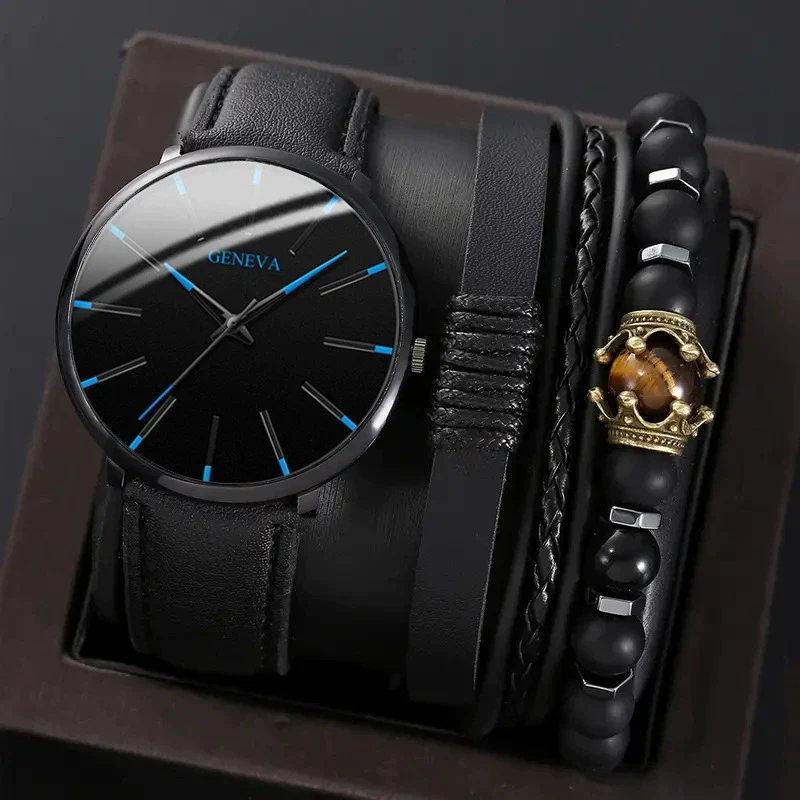 Men's Business Style Alloy Case Quartz Watch With Imitation Leather Strap And Stainless Steel Clasp Round Dial - Image 19