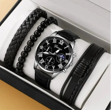 Men's Business Style Alloy Case Quartz Watch With Imitation Leather Strap And Stainless Steel Clasp Round Dial - Image 28
