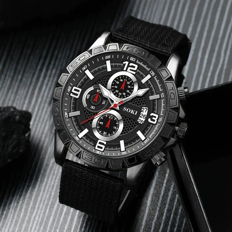 Men's Business Style Alloy Case Quartz Watch With Imitation Leather Strap And Stainless Steel Clasp Round Dial - Image 3
