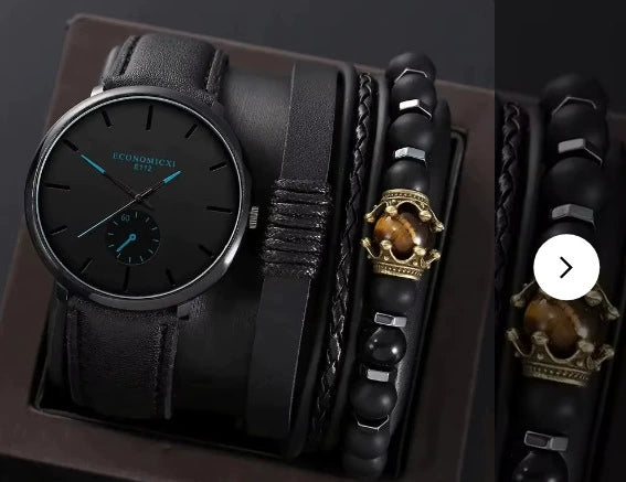 Men's Business Style Alloy Case Quartz Watch With Imitation Leather Strap And Stainless Steel Clasp Round Dial - Image 31