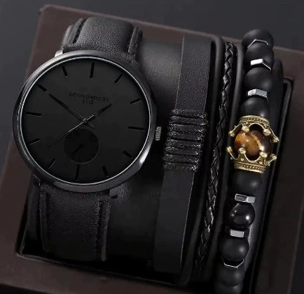 Men's Business Style Alloy Case Quartz Watch With Imitation Leather Strap And Stainless Steel Clasp Round Dial - Image 32