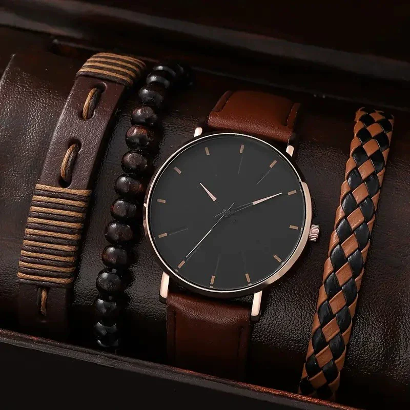 Men's Business Style Alloy Case Quartz Watch With Imitation Leather Strap And Stainless Steel Clasp Round Dial - Image 9