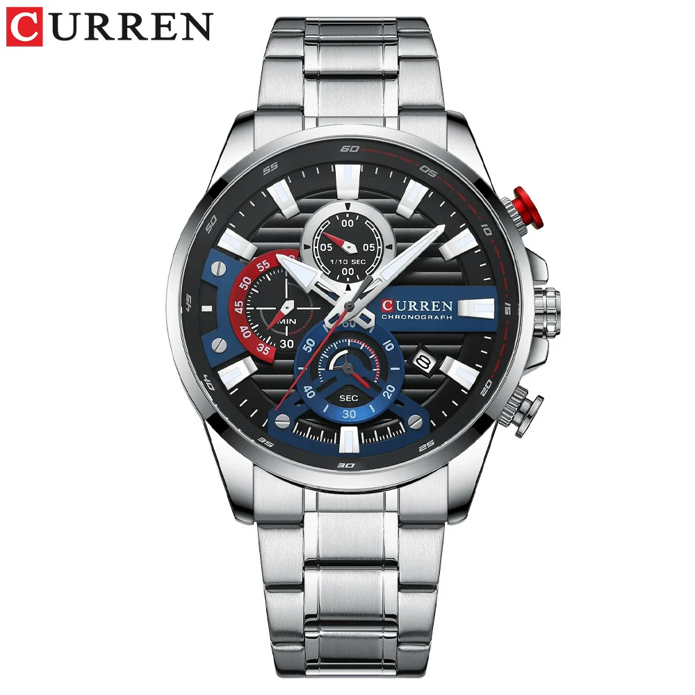 Men's Business Style Alloy Case Stainless Steel Band Round Dial Quartz Watch - Image 9