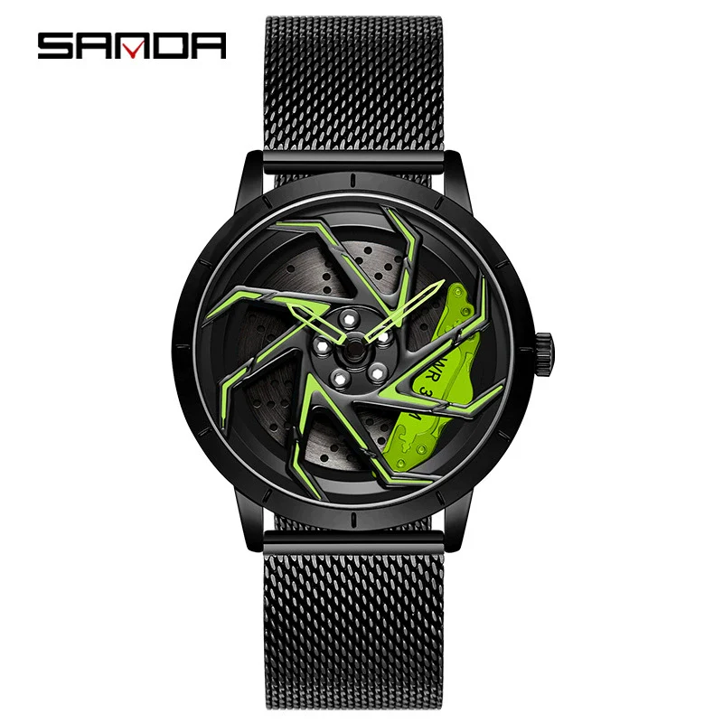 Men's Business Style Alloy Case Steel Band Round Dial Threedimensional Wheel Rotating Waterproof Quartz Watch - Image 13