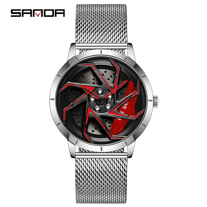 Men's Business Style Alloy Case Steel Band Round Dial Threedimensional Wheel Rotating Waterproof Quartz Watch - Image 14
