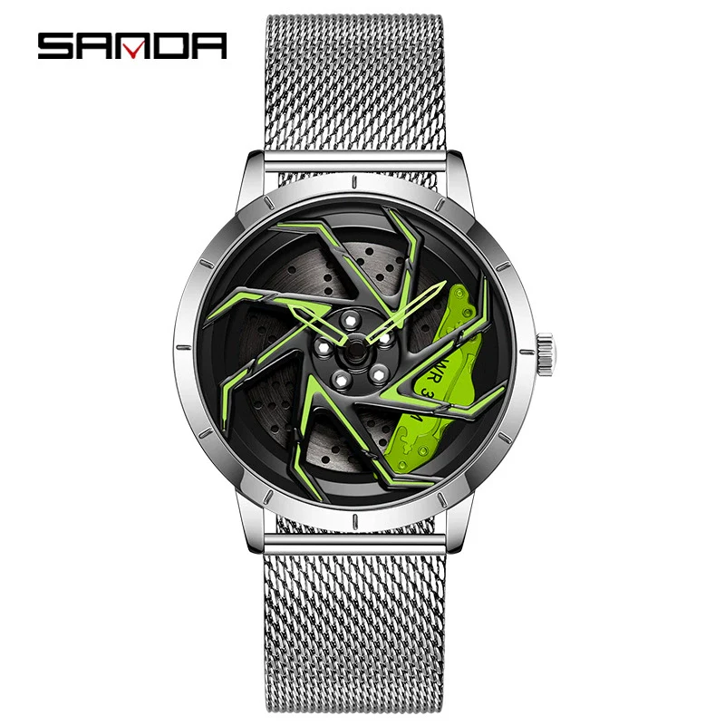 Men's Business Style Alloy Case Steel Band Round Dial Threedimensional Wheel Rotating Waterproof Quartz Watch - Image 15