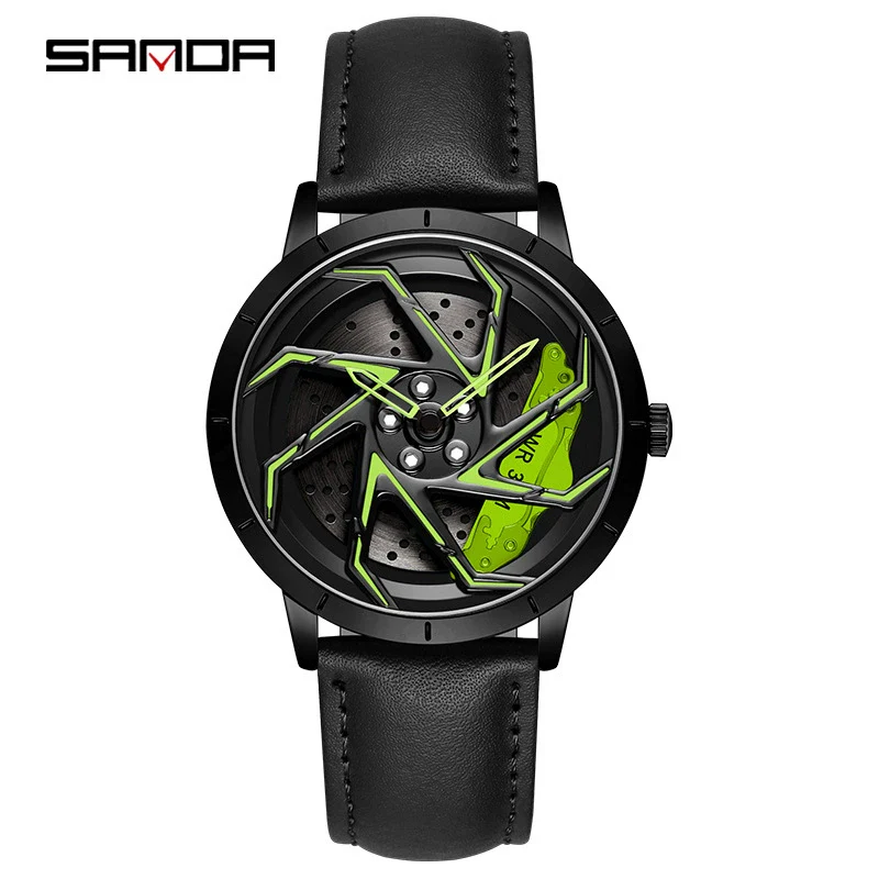 Men's Business Style Alloy Case Steel Band Round Dial Threedimensional Wheel Rotating Waterproof Quartz Watch - Image 7