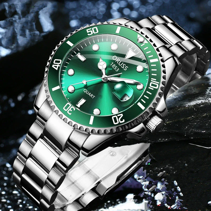 Men's Business Style Automatic Movement Stainless Steel Belt Waterproof Luminous Calendar Round Watch