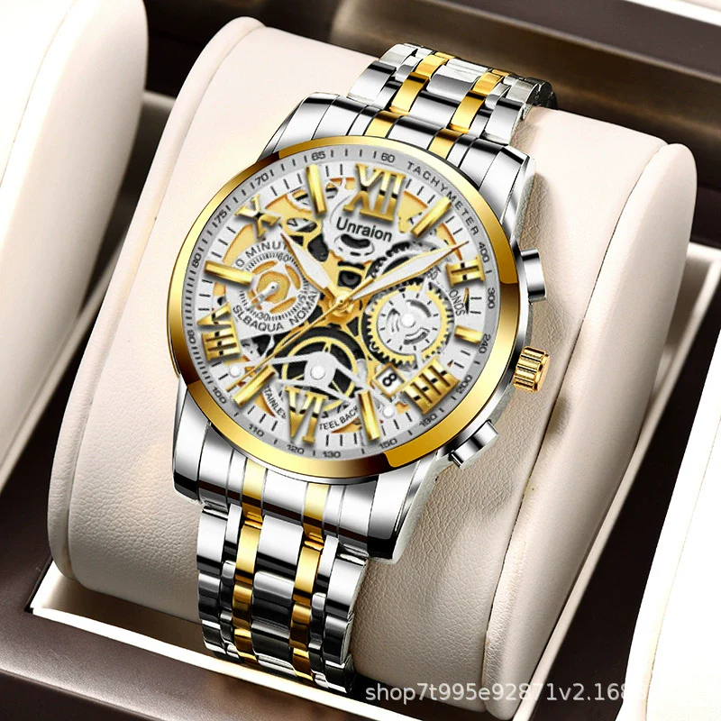 Men's Business Style Automatic Movement Waterproof Luminous Watch With Steel Case And Stainless Steel Strap - Image 4