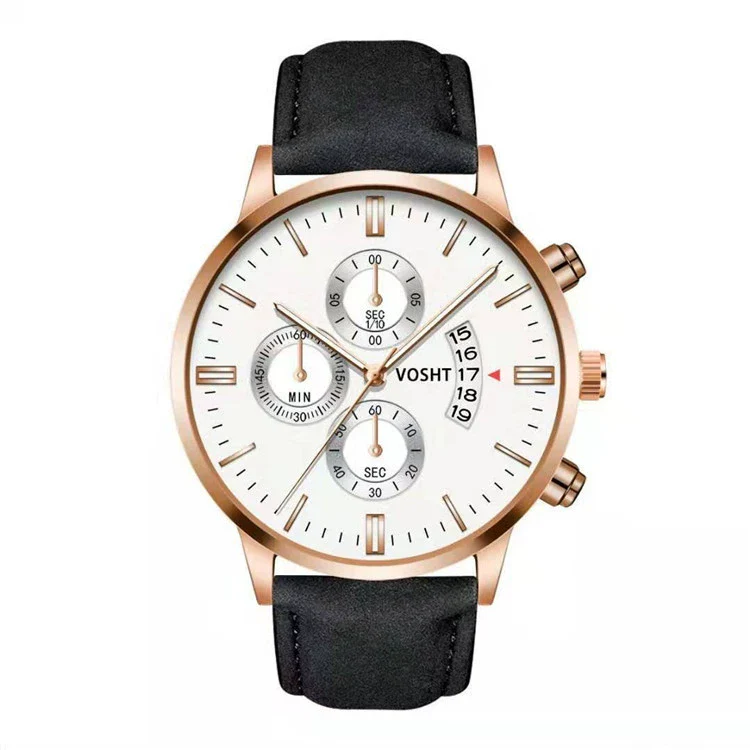 Men's Business Style Belt Calendar Watch With Imitation Leather Strap Alloy Case And Round Dial - Image 11