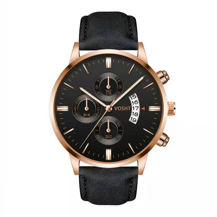 Men's Business Style Belt Calendar Watch With Imitation Leather Strap Alloy Case And Round Dial - Image 12