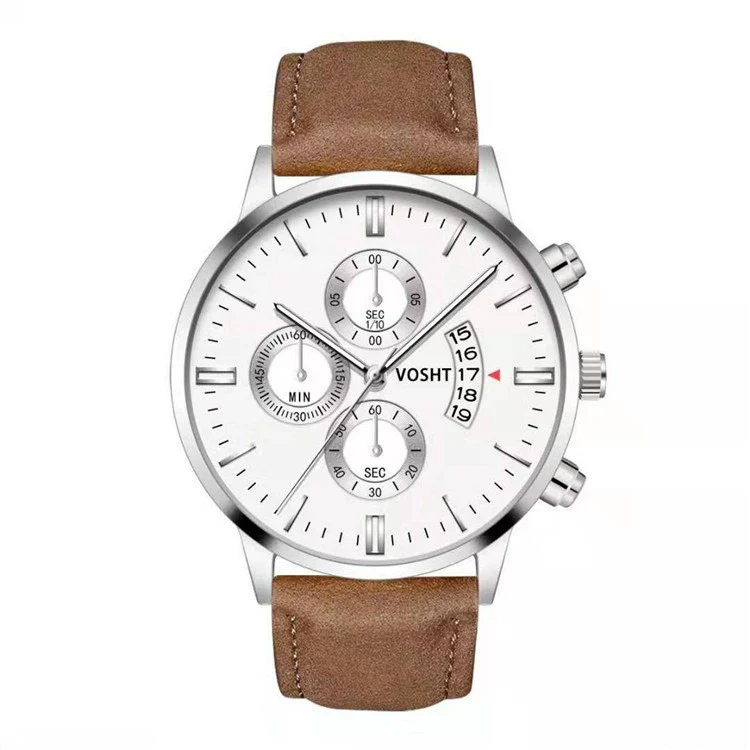 Men's Business Style Belt Calendar Watch With Imitation Leather Strap Alloy Case And Round Dial - Image 18