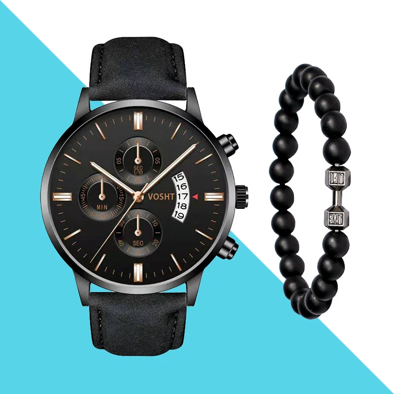 Men's Business Style Belt Calendar Watch With Imitation Leather Strap Alloy Case And Round Dial - Image 21