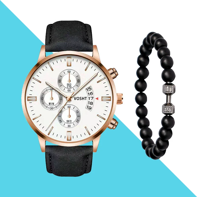 Men's Business Style Belt Calendar Watch With Imitation Leather Strap Alloy Case And Round Dial - Image 25
