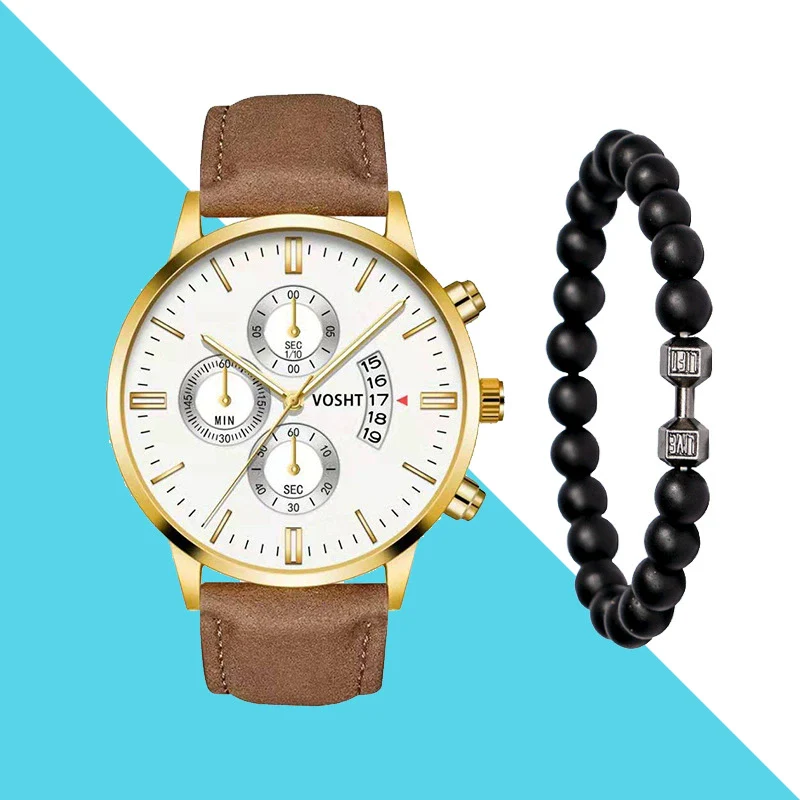 Men's Business Style Belt Calendar Watch With Imitation Leather Strap Alloy Case And Round Dial - Image 31