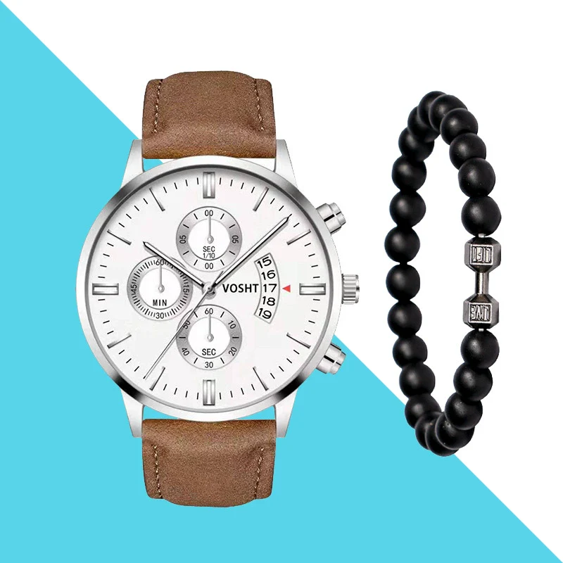 Men's Business Style Belt Calendar Watch With Imitation Leather Strap Alloy Case And Round Dial - Image 32
