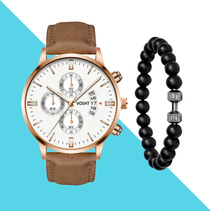 Men's Business Style Belt Calendar Watch With Imitation Leather Strap Alloy Case And Round Dial - Image 33