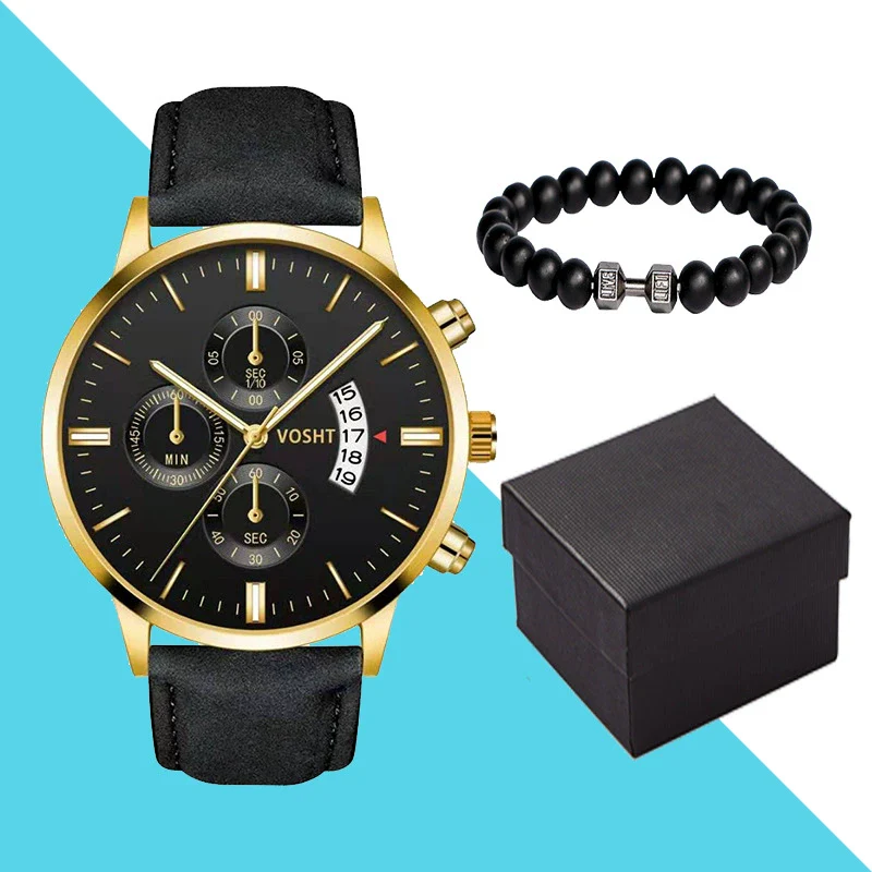 Men's Business Style Belt Calendar Watch With Imitation Leather Strap Alloy Case And Round Dial - Image 34