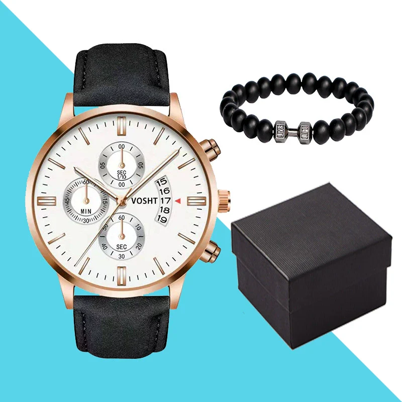 Men's Business Style Belt Calendar Watch With Imitation Leather Strap Alloy Case And Round Dial - Image 35