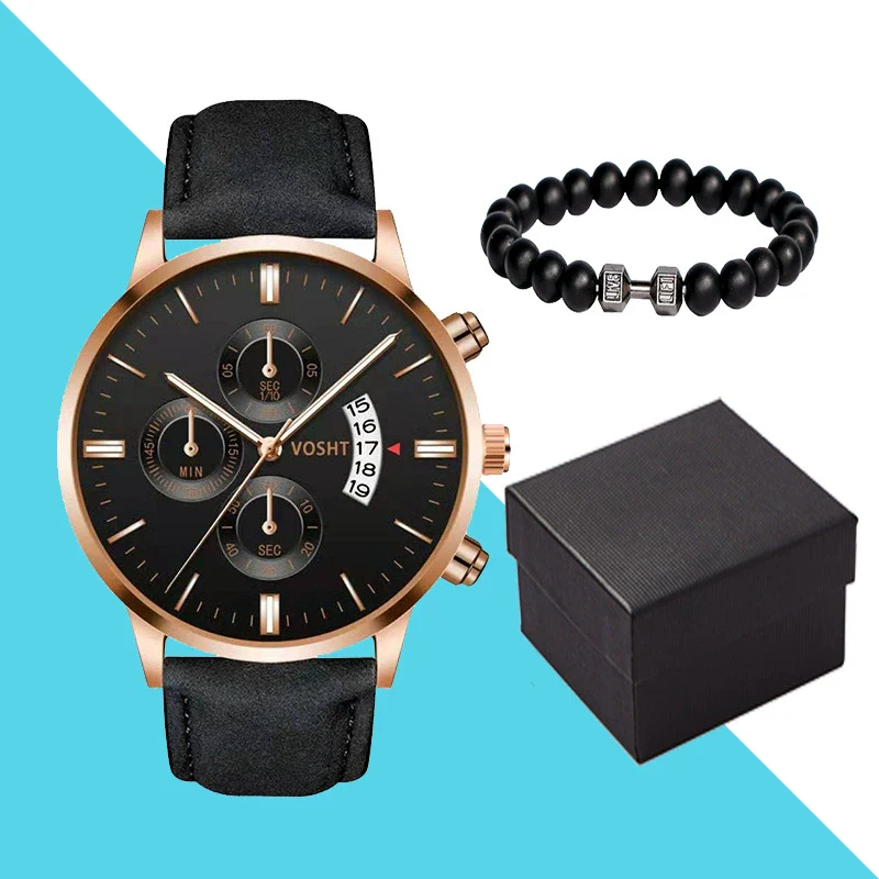 Men's Business Style Belt Calendar Watch With Imitation Leather Strap Alloy Case And Round Dial - Image 36