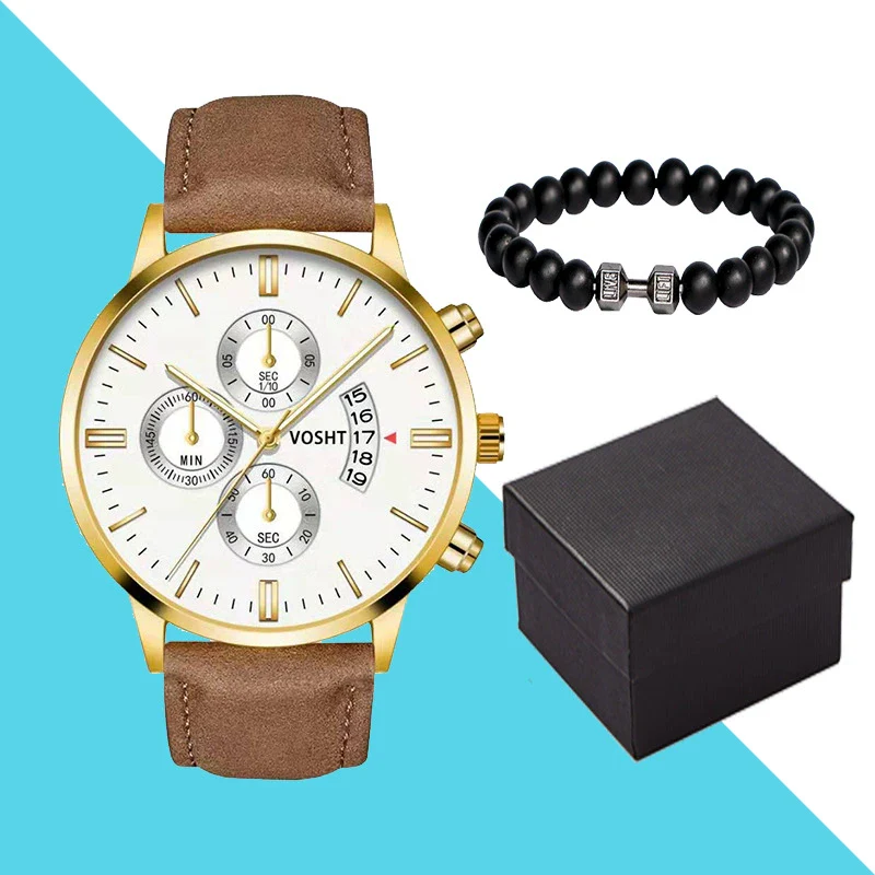 Men's Business Style Belt Calendar Watch With Imitation Leather Strap Alloy Case And Round Dial - Image 39