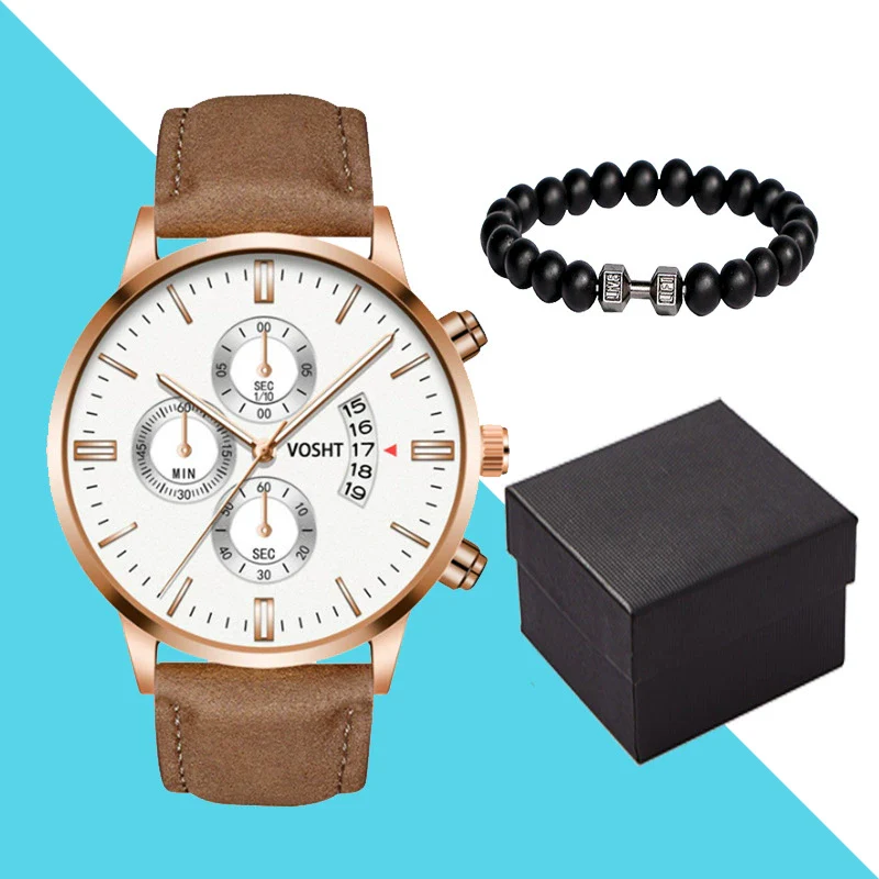 Men's Business Style Belt Calendar Watch With Imitation Leather Strap Alloy Case And Round Dial - Image 41